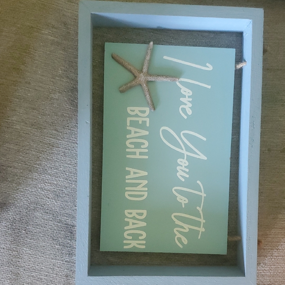 Coastal Blue Decorative Sign with Starfish Accent